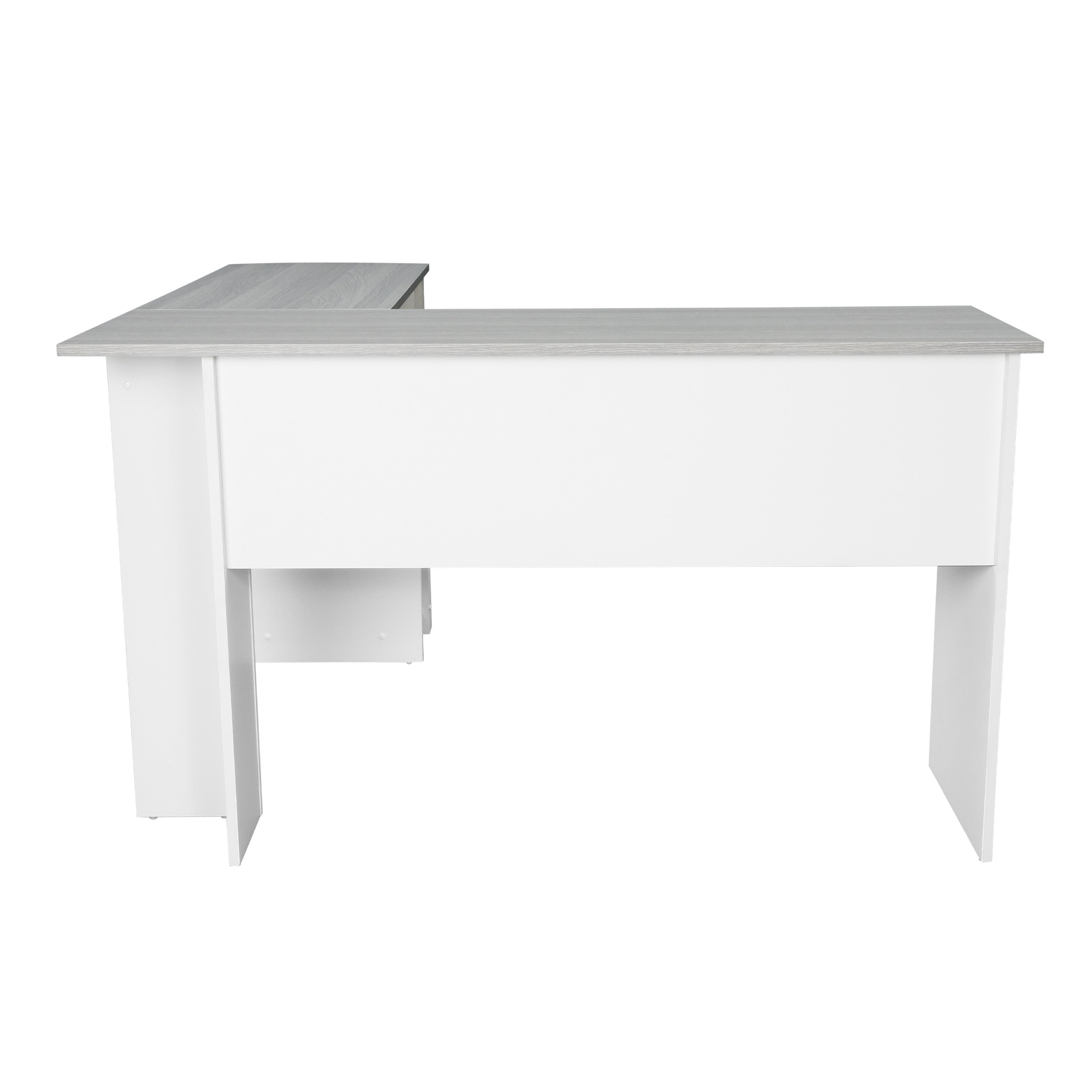 54" White And Gray Wood L Shape Computer Desk