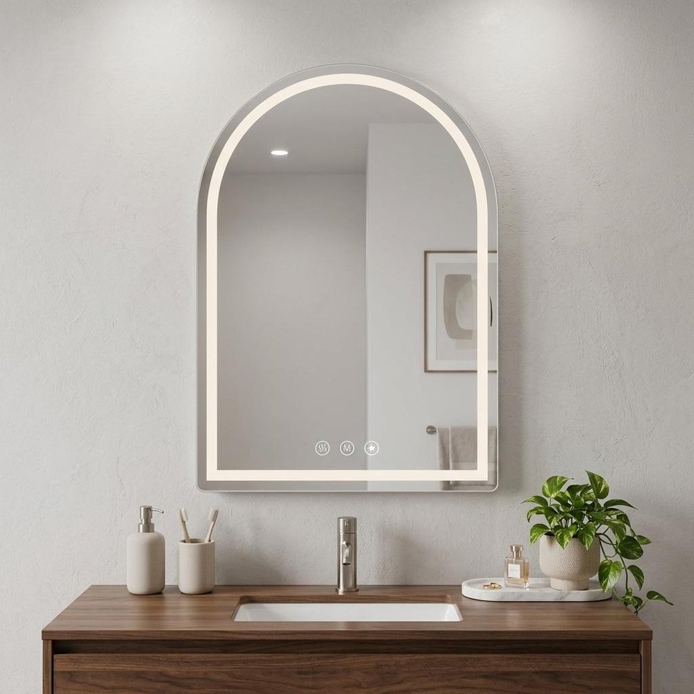 28" Arch Lighted Frameless Bathroom Vanity Mirror
