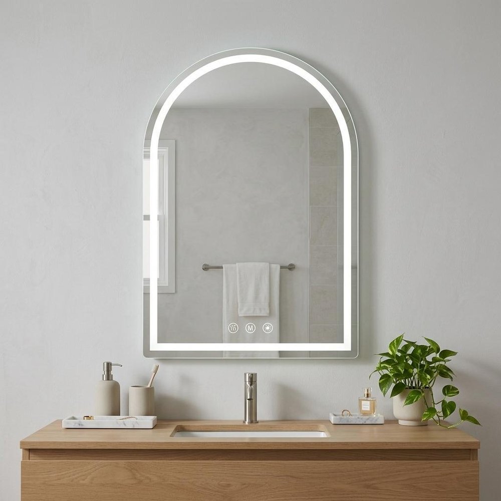 28" Arch Lighted Frameless Bathroom Vanity Mirror