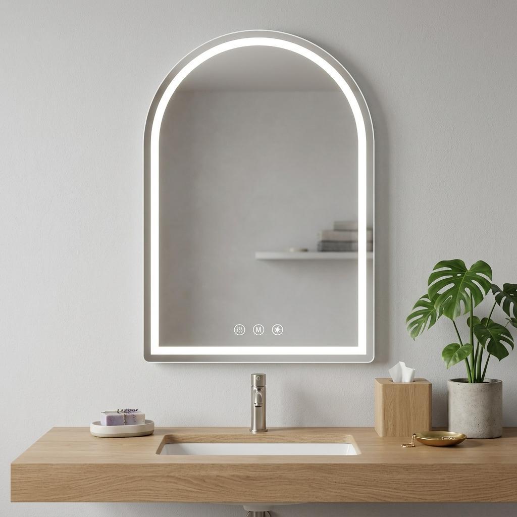 32" Arch Lighted Frameless Bathroom Vanity Mirror