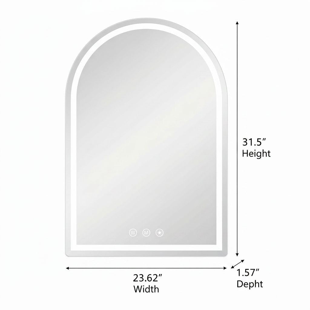 32" Arch Lighted Frameless Bathroom Vanity Mirror