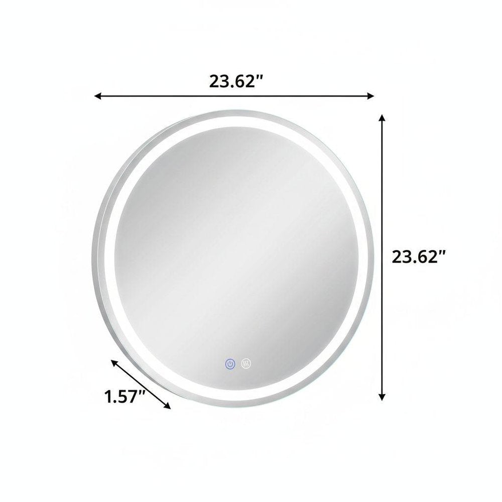 24" Round Lighted Frameless Anti Fog Bathroom Vanity Mirror