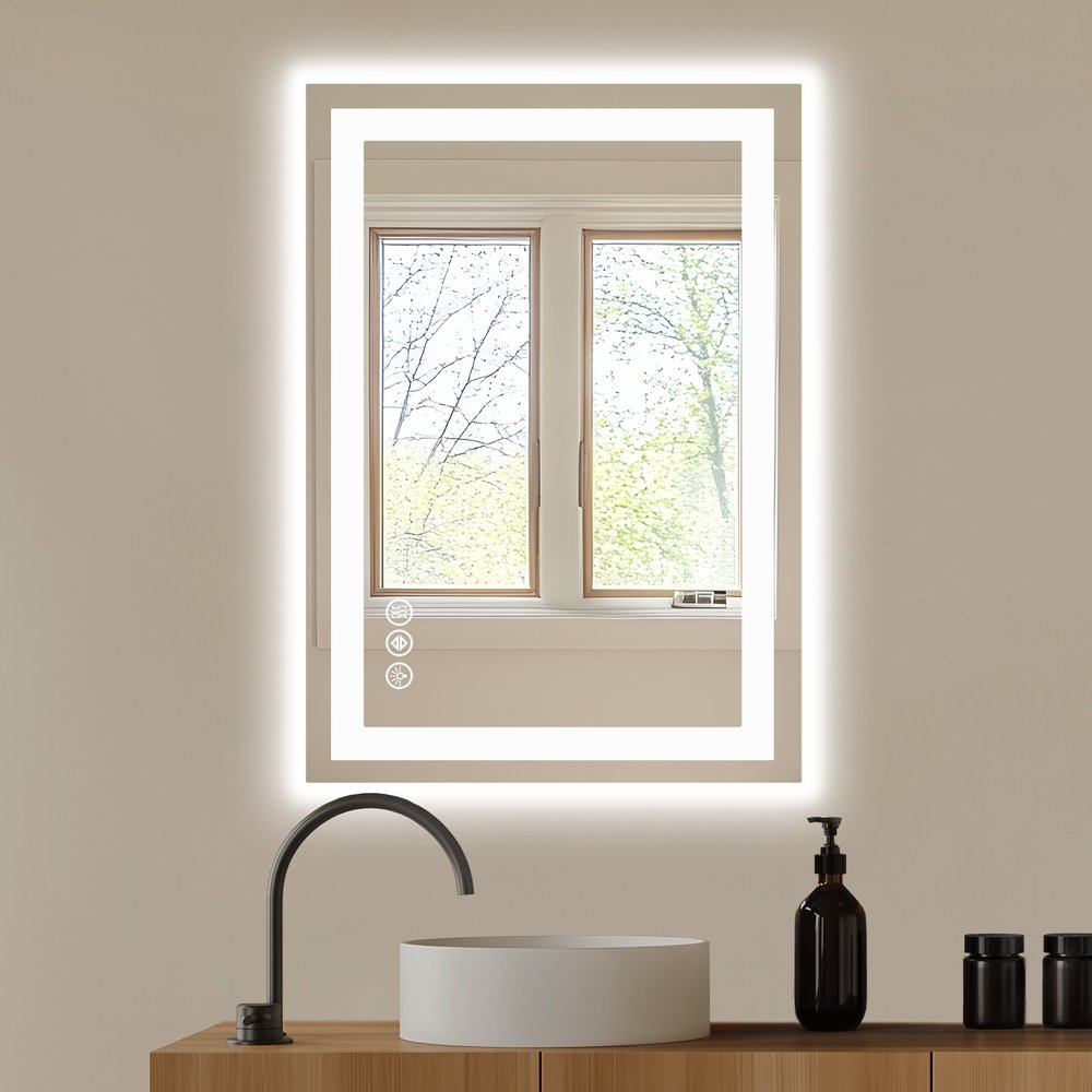 20" Lighted Frameless Anti Fog Bathroom Vanity Mirror