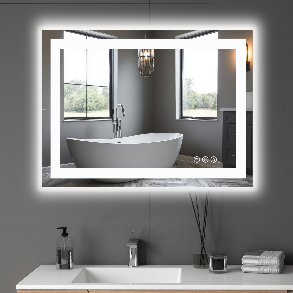 20" Lighted Frameless Anti Fog Bathroom Vanity Mirror
