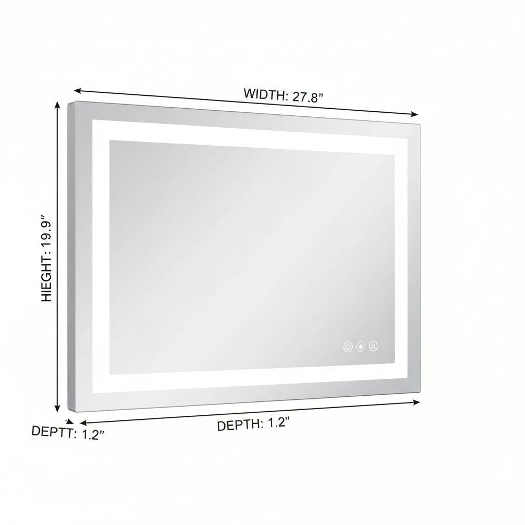 20" Lighted Frameless Anti Fog Bathroom Vanity Mirror