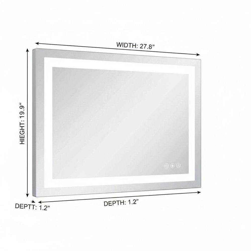 20" Lighted Frameless Anti Fog Bathroom Vanity Mirror
