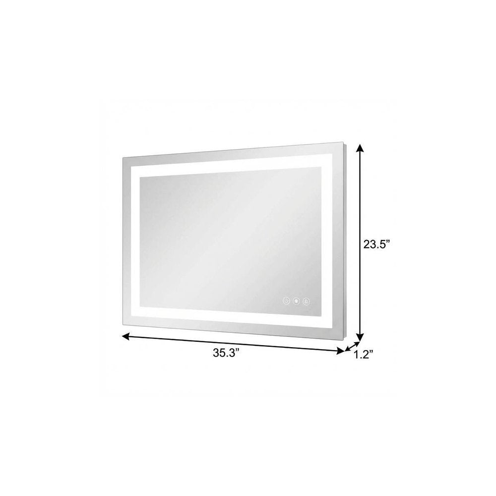 24" Lighted Frameless Anti Fog Bathroom Vanity Mirror