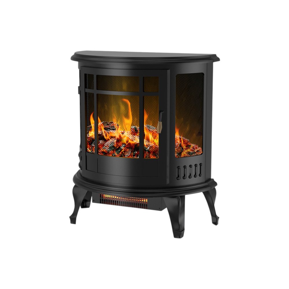 23" Black Metal Electric Fireplace With Mantle