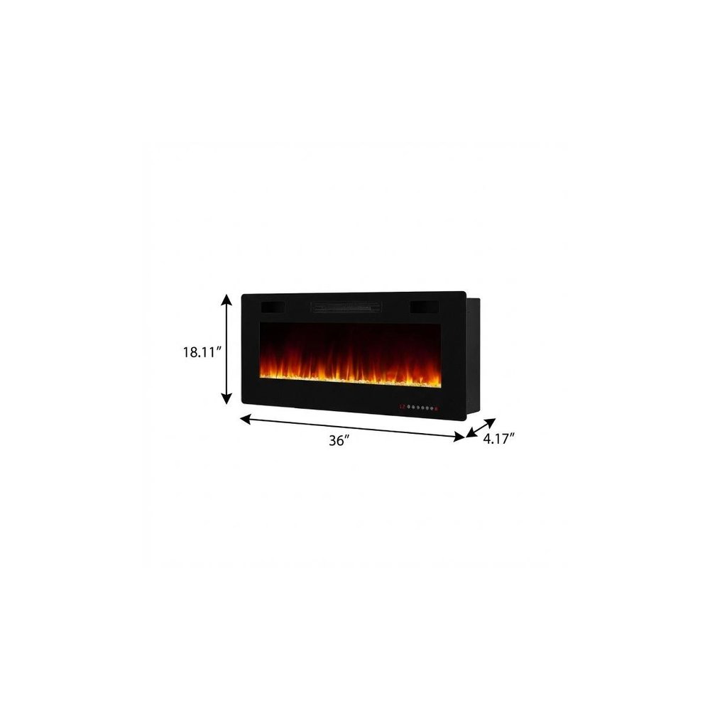36" Black Metal Electric Fireplace