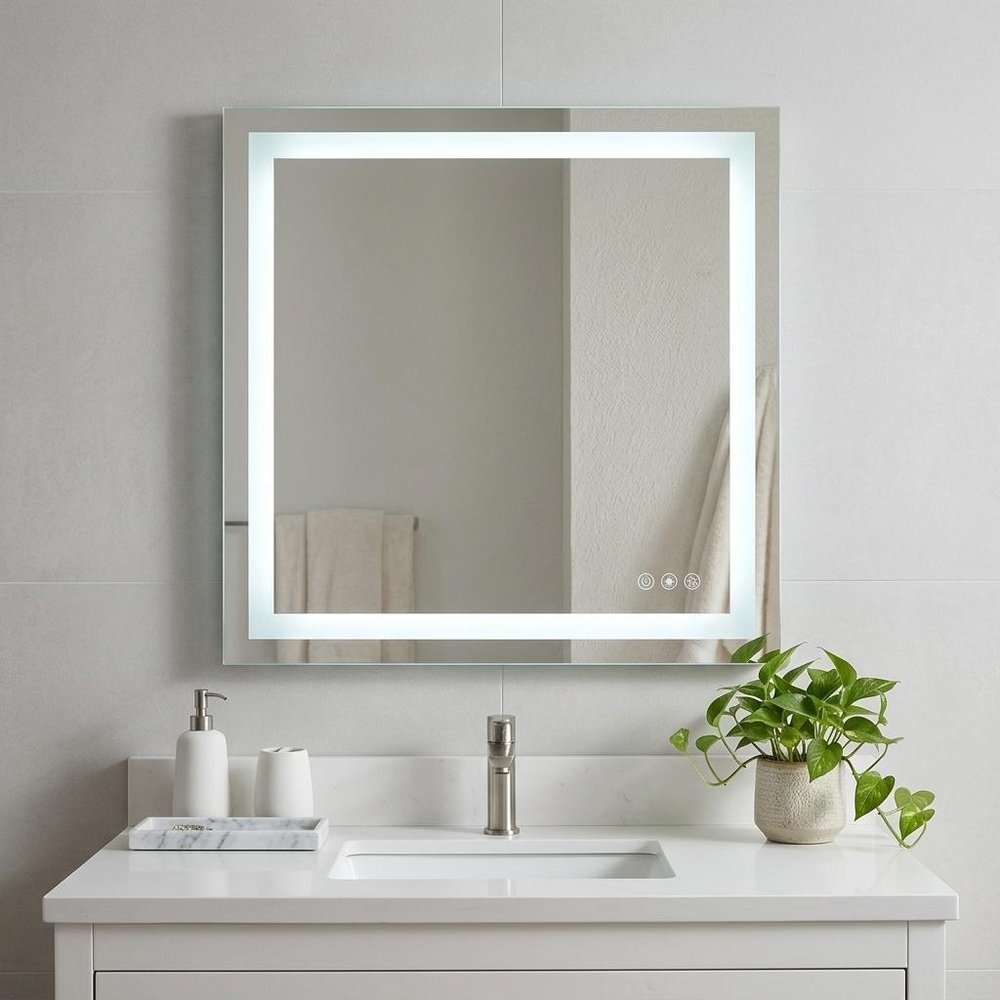 35" Lighted Frameless Bathroom Vanity Mirror
