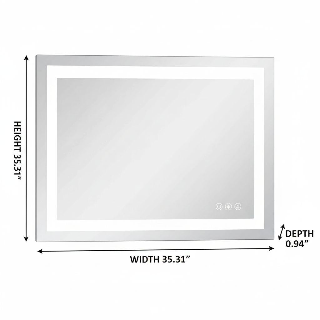 35" Lighted Frameless Bathroom Vanity Mirror
