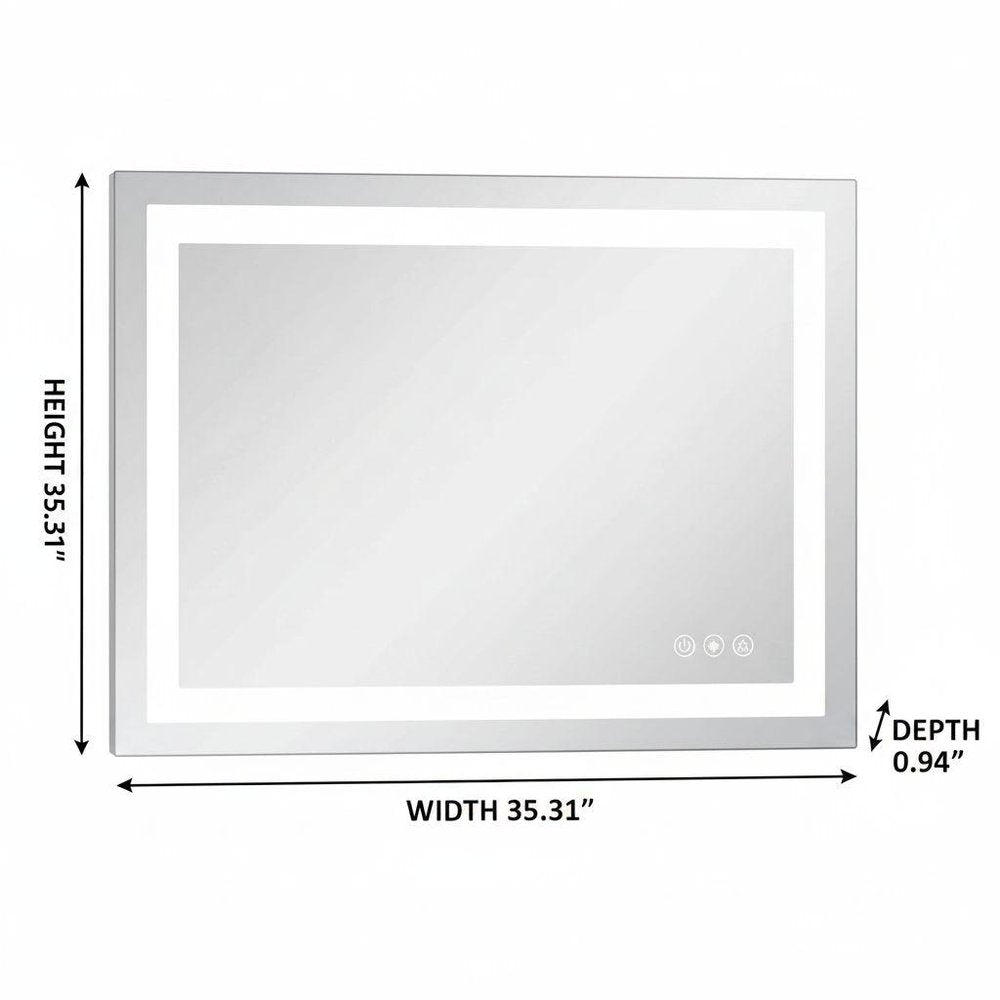 35" Lighted Frameless Bathroom Vanity Mirror