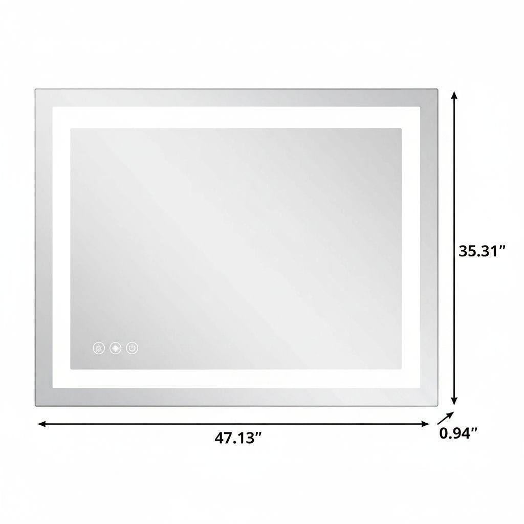 35" Lighted Frameless Bathroom Vanity Mirror