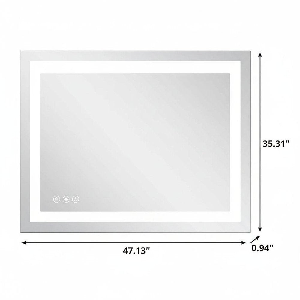 35" Lighted Frameless Bathroom Vanity Mirror