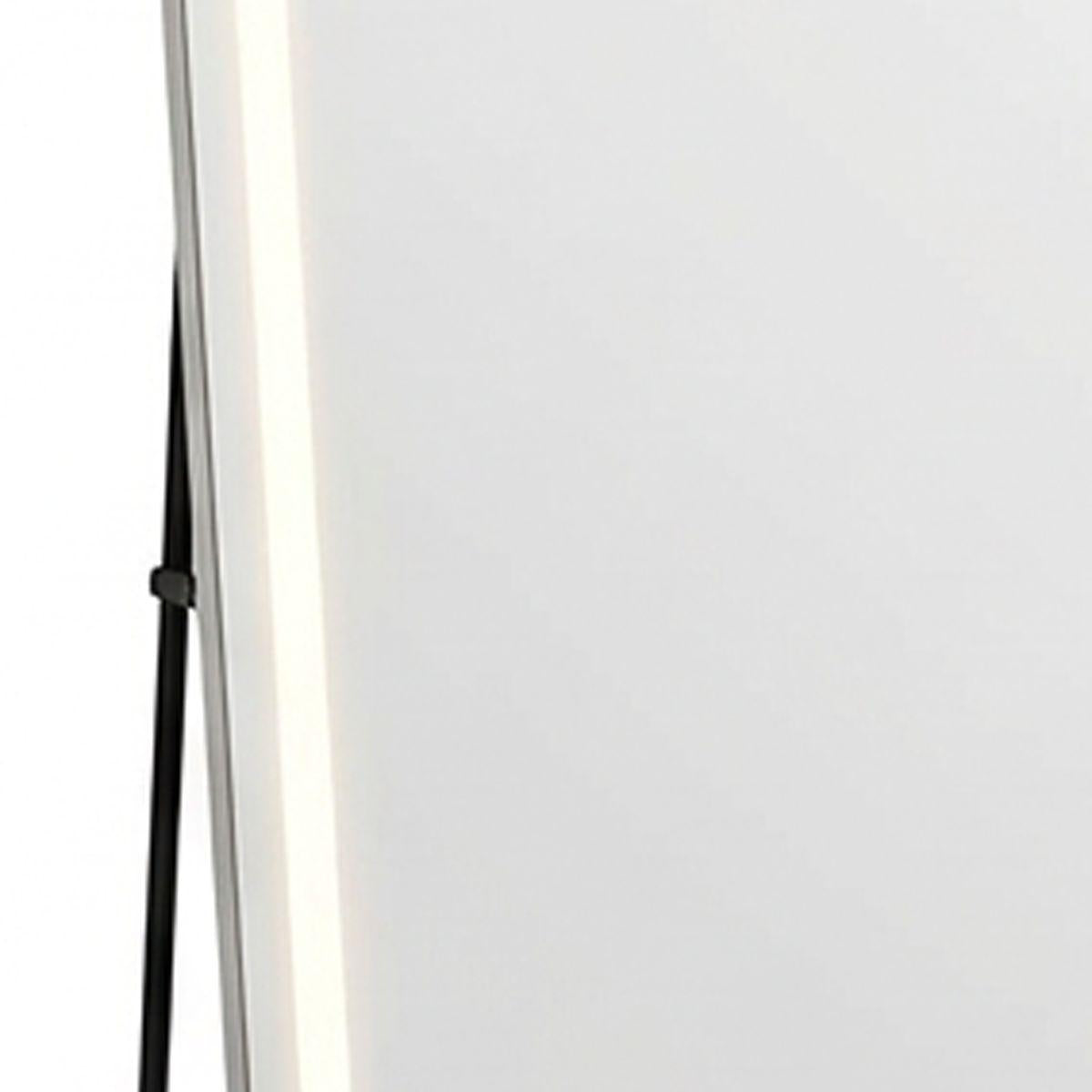 60" Silver Lighted Freestanding And Wall Mounted Framed Full Length Mirror