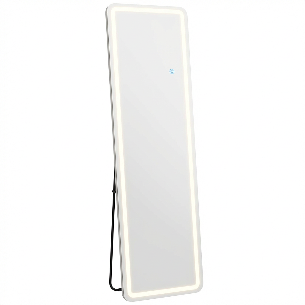 70" Silver Lighted Freestanding And Wall Mounted Framed Full Length Mirror