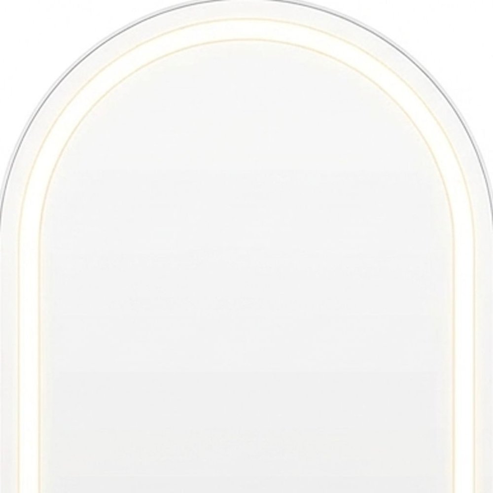 60" Arch Lighted Wall Mounted And Freestanding Frameless Full Length Mirror