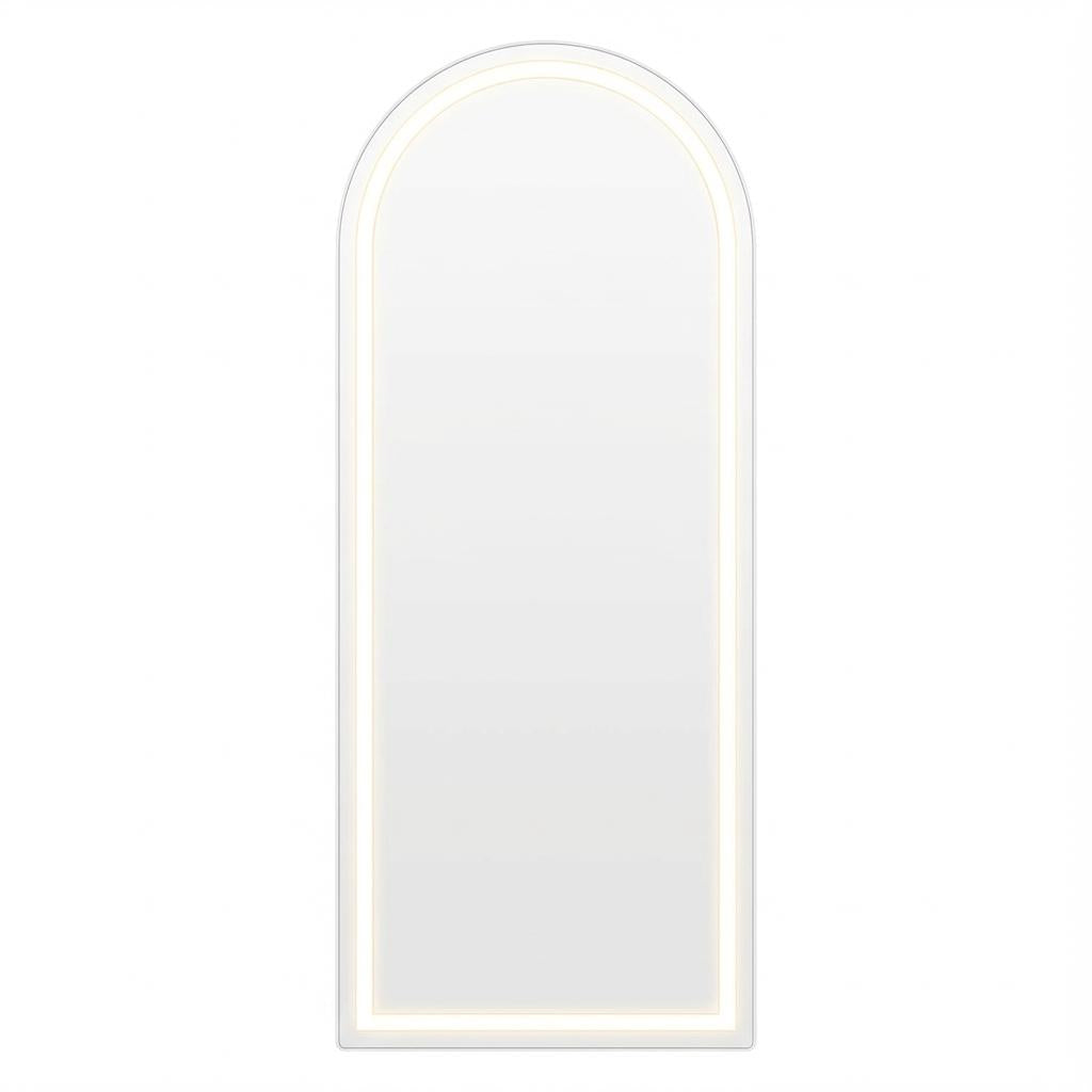 63" Silver Arch Lighted Freestanding And Wall Mounted Framed Full Length Mirror