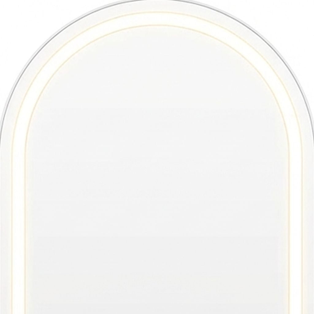63" Silver Arch Lighted Freestanding And Wall Mounted Framed Full Length Mirror