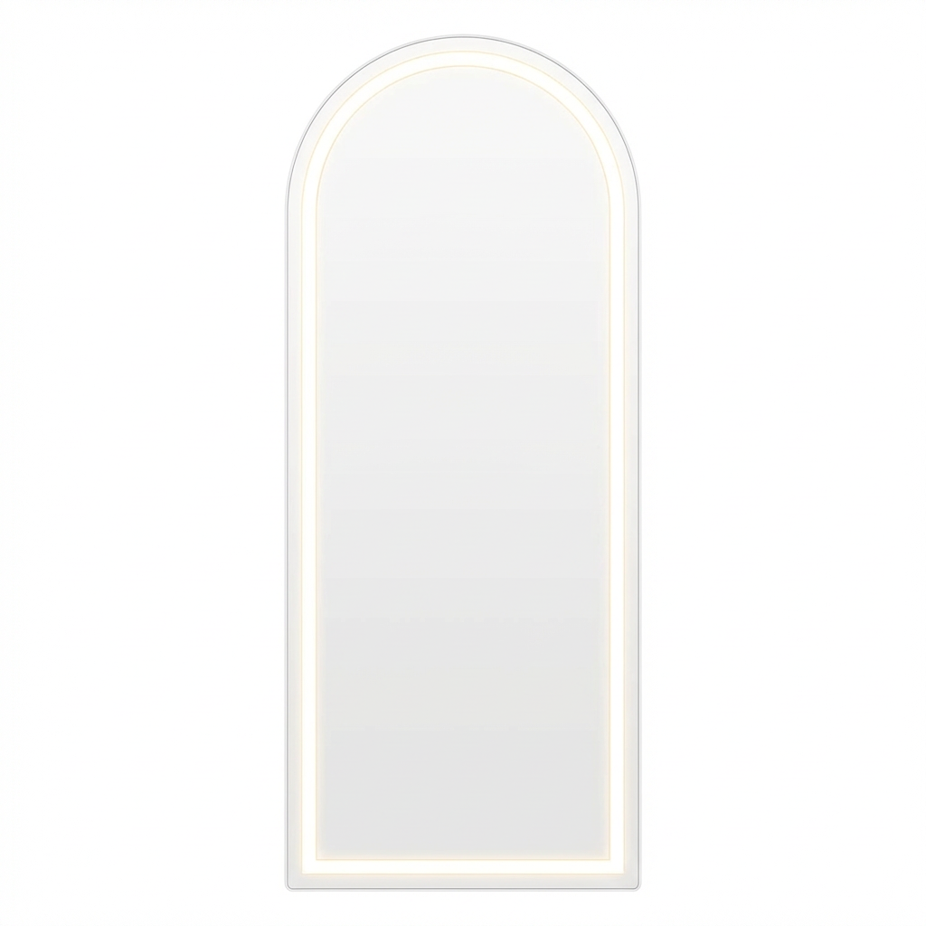 63" Silver Arch Lighted Freestanding And Wall Mounted Framed Full Length Mirror