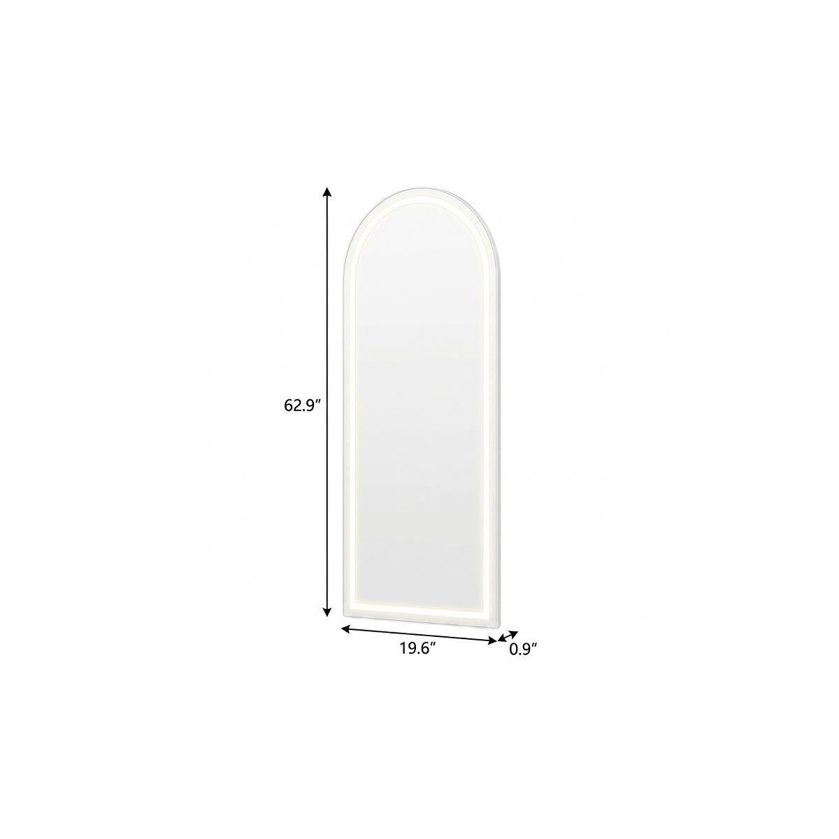 63" Silver Arch Lighted Freestanding And Wall Mounted Framed Full Length Mirror