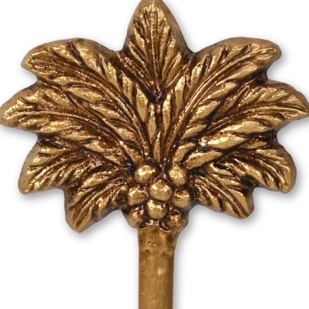 4" Antiqued Gold Cast Iron Palm Tree Wall Hook