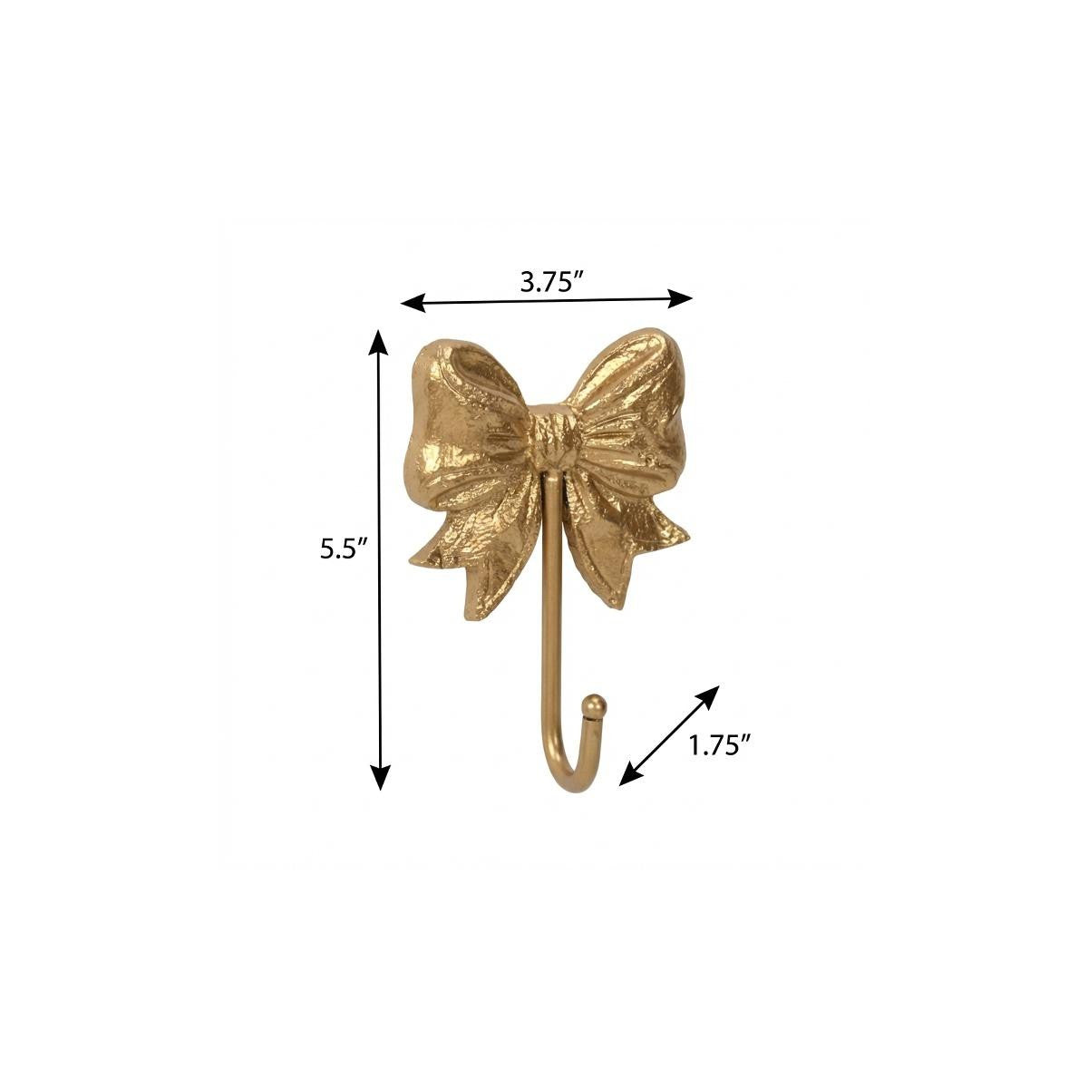 4" Gold Cast Iron Bow Wall Hook