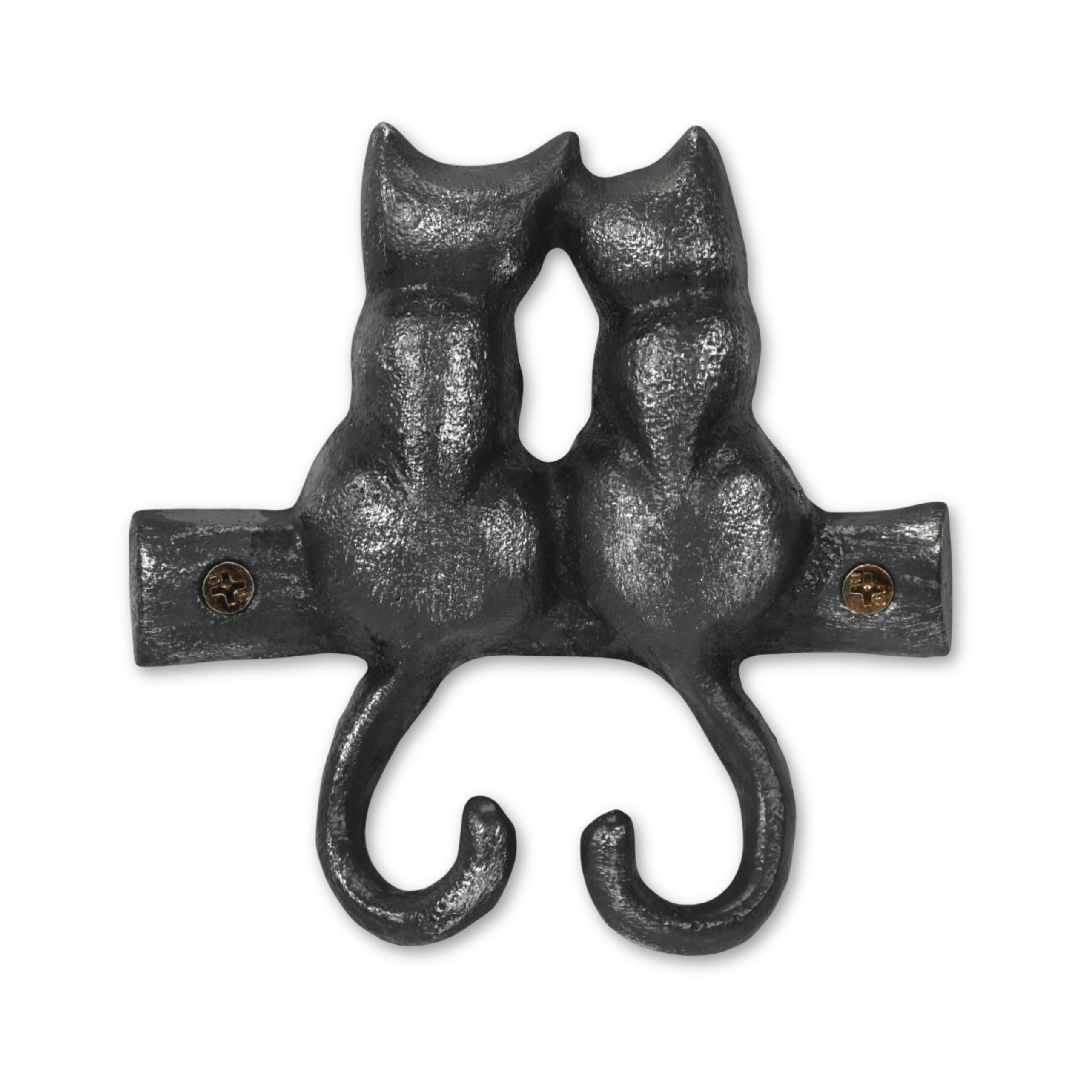 Two Hook 5" Black Cast Iron Cats Wall Hook