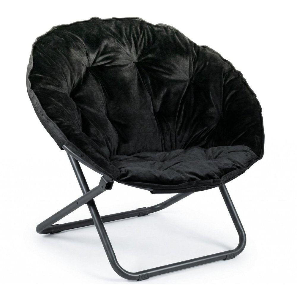33" Beige Brown And Tufted Faux Fur and Metal Leopard Folding Lounge Chair