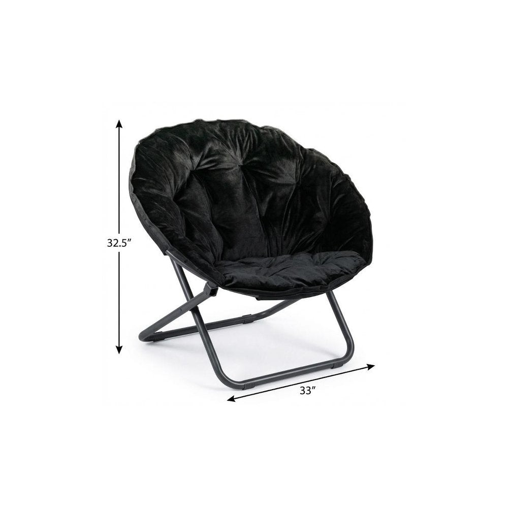33" Beige Brown And Tufted Faux Fur and Metal Leopard Folding Lounge Chair