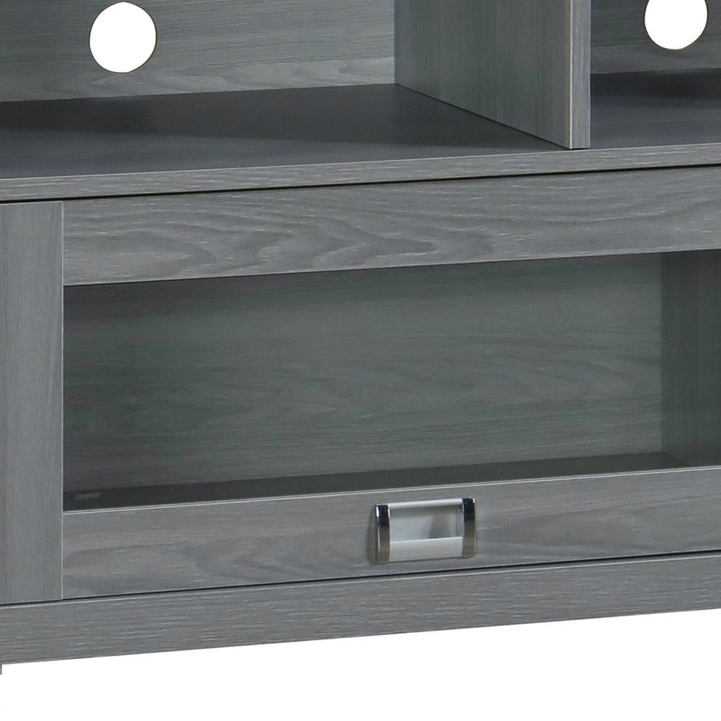 57" Gray Wood Enclosed and Open Storage TV Stand