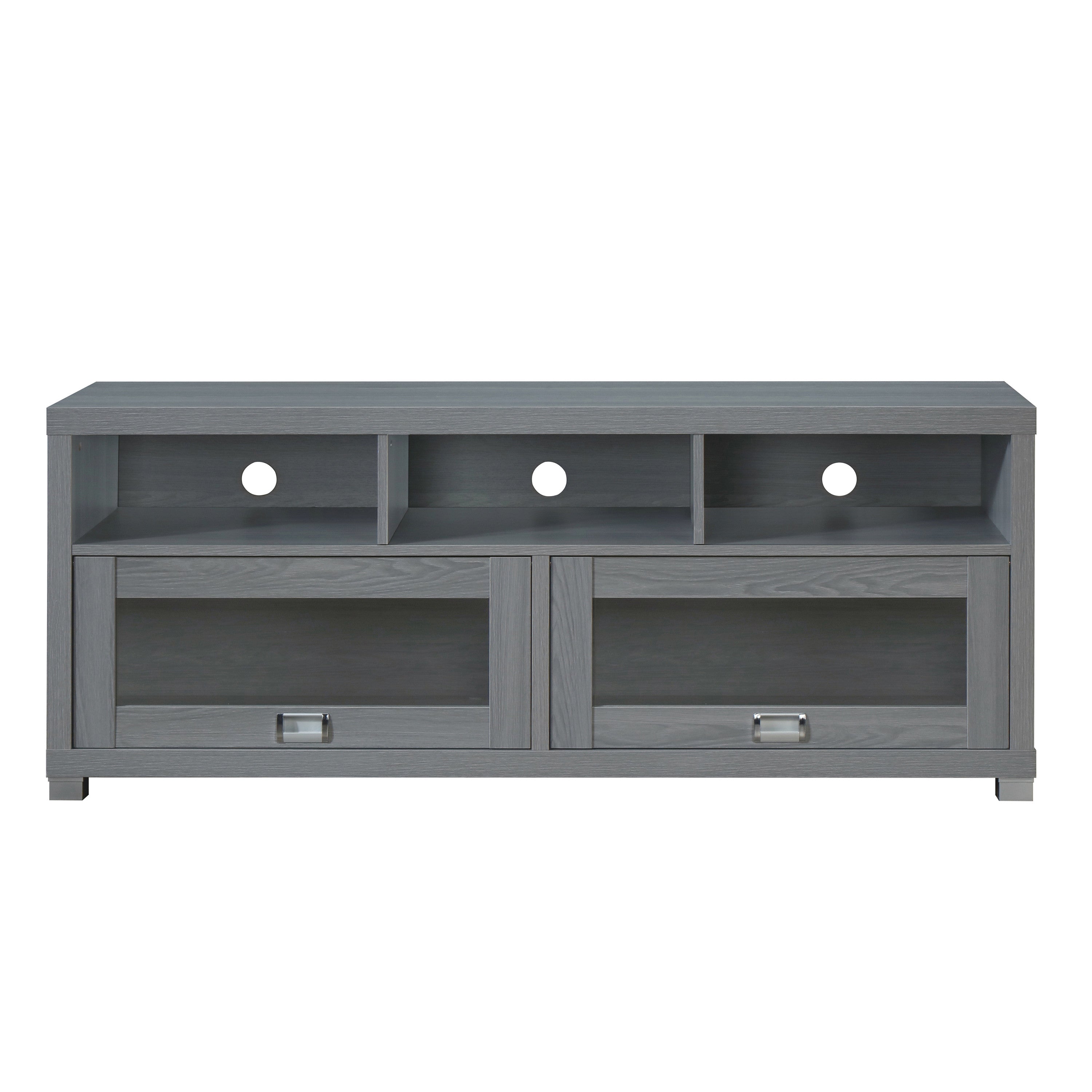 57" Gray Wood Enclosed and Open Storage TV Stand