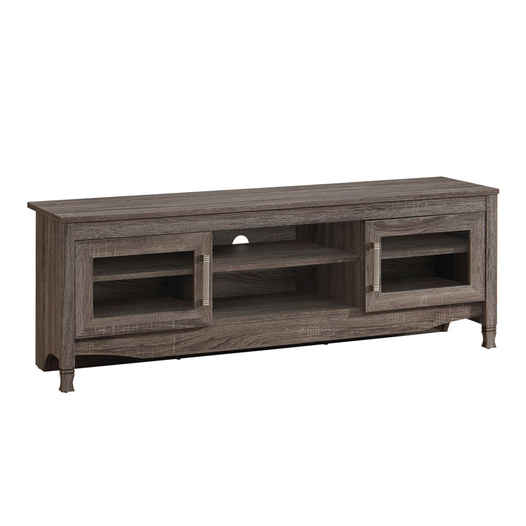 53" Gray Wood Enclosed and Open Storage TV Stand