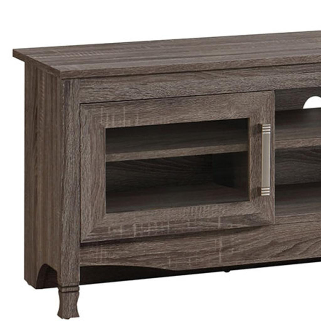 53" Gray Wood Enclosed and Open Storage TV Stand