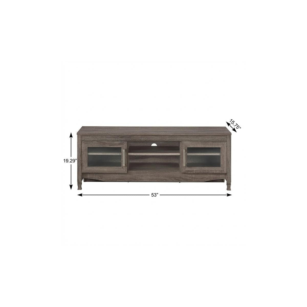 53" Gray Wood Enclosed and Open Storage TV Stand