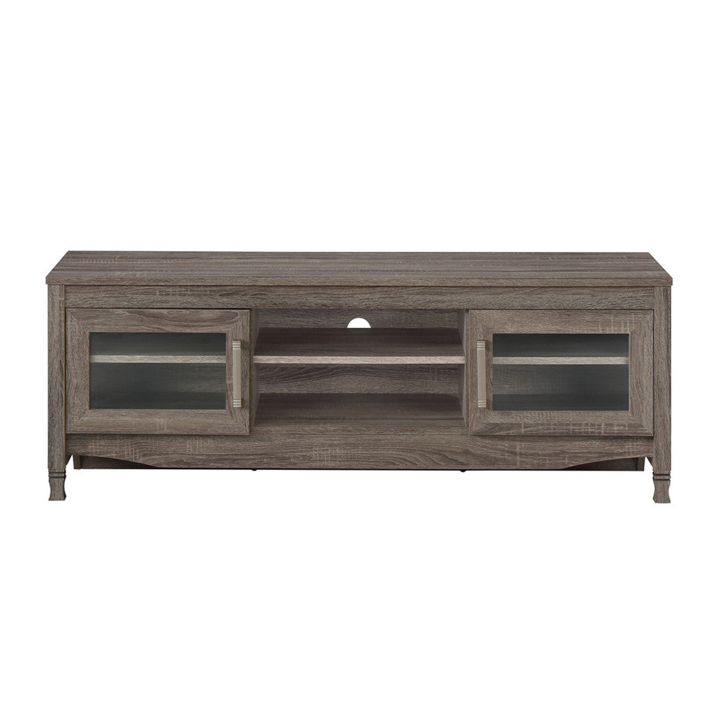 53" Gray Wood Enclosed and Open Storage TV Stand