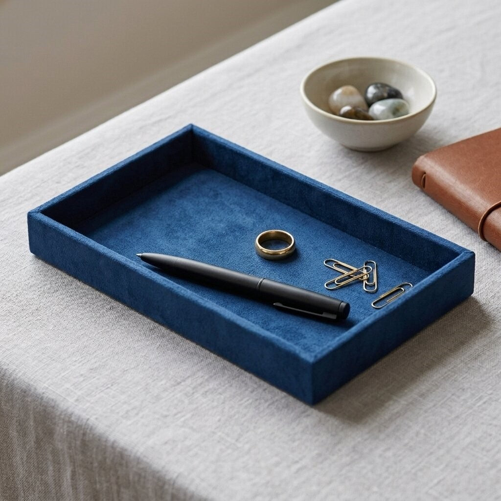 9" Blue Velvet Handmade Trinket Tray