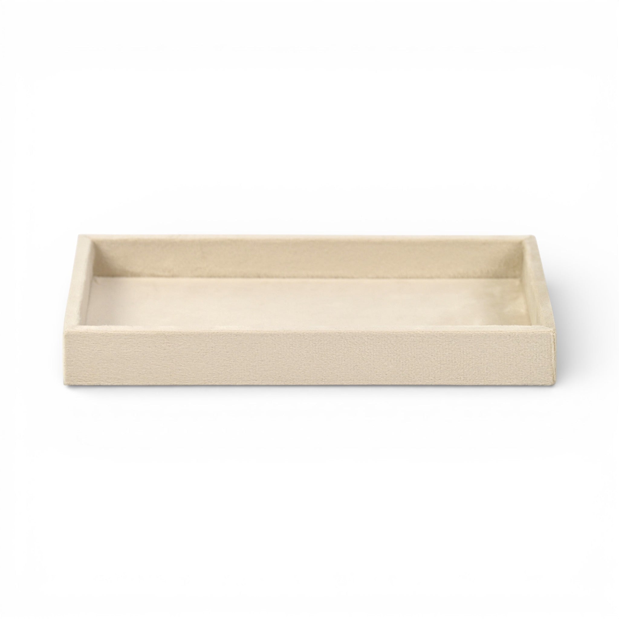 9" Cream Wood And Velvet Handmade Trinket Tray