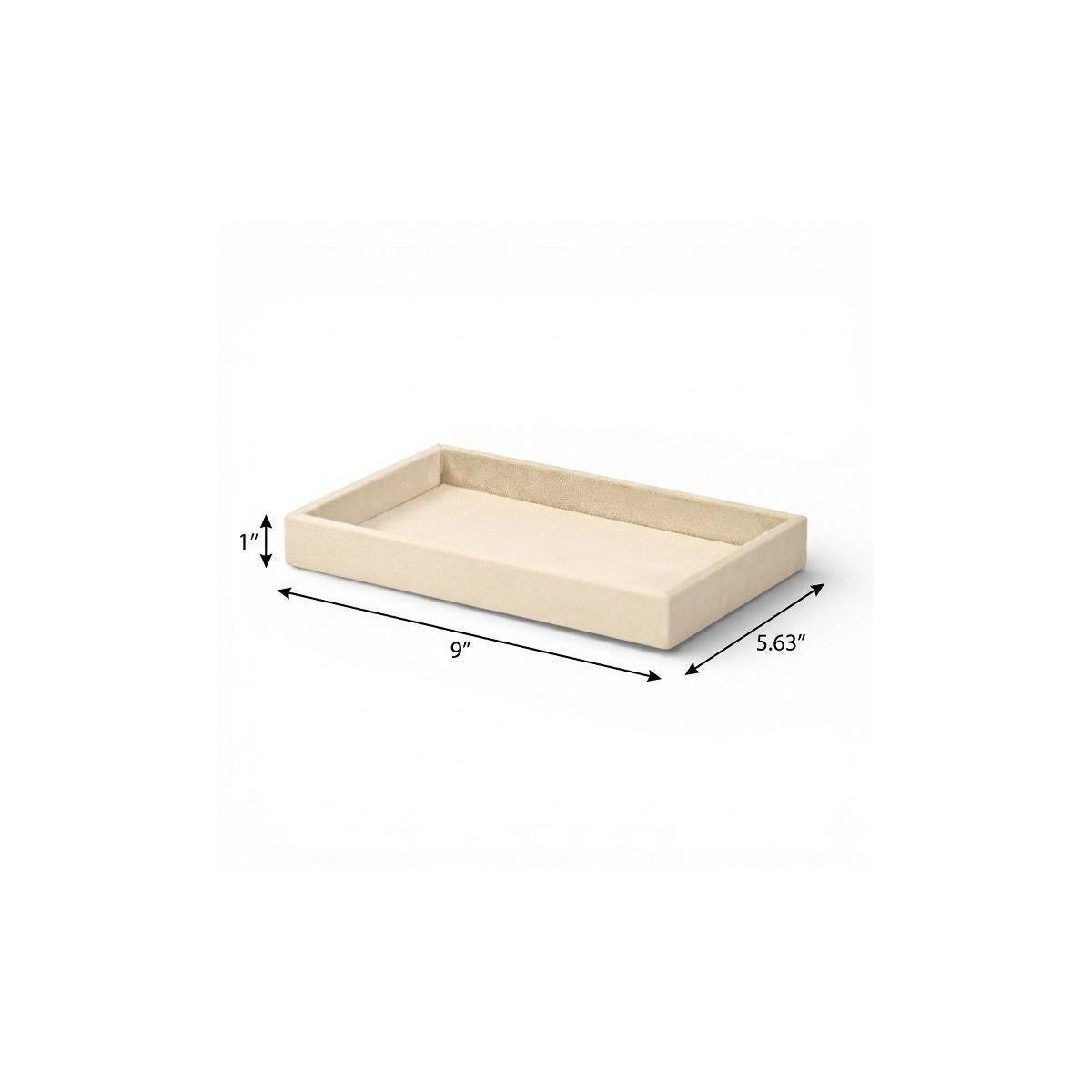 9" Cream Wood And Velvet Handmade Trinket Tray
