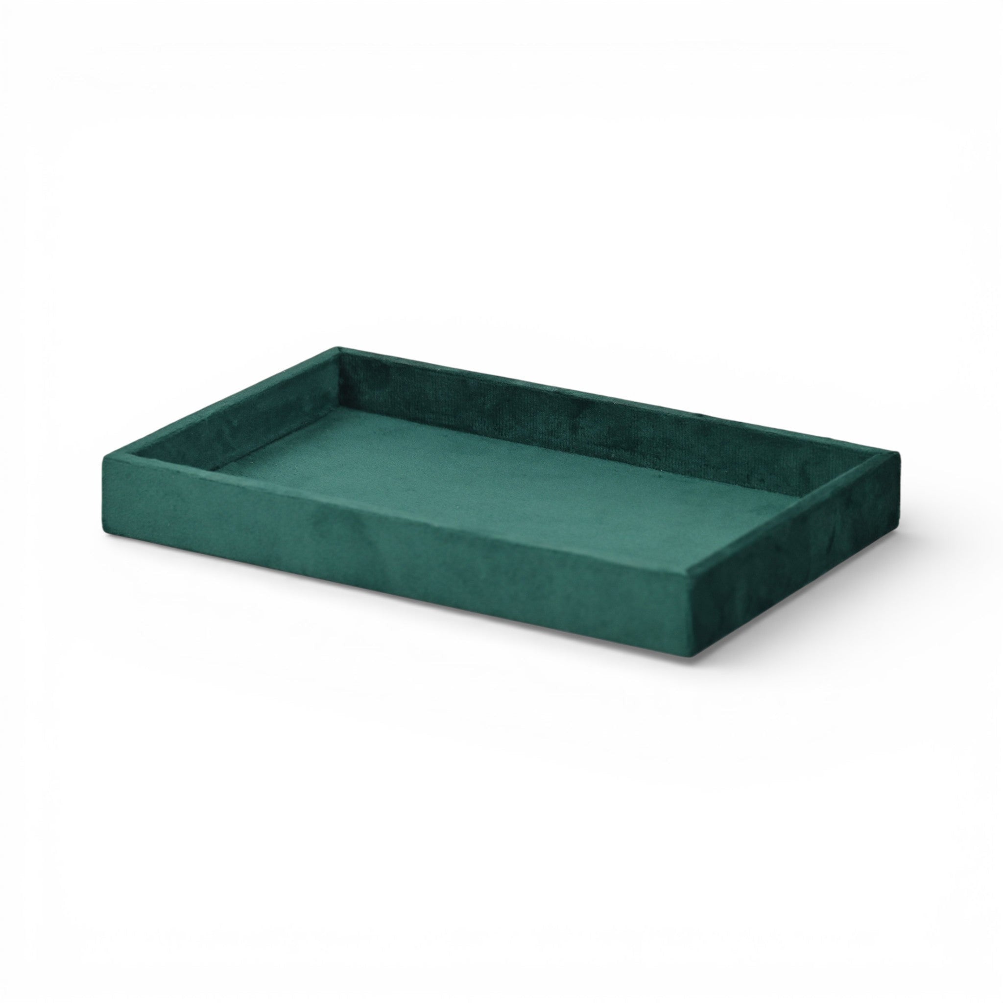 9" Green Wood And Velvet Handmade Trinket Tray
