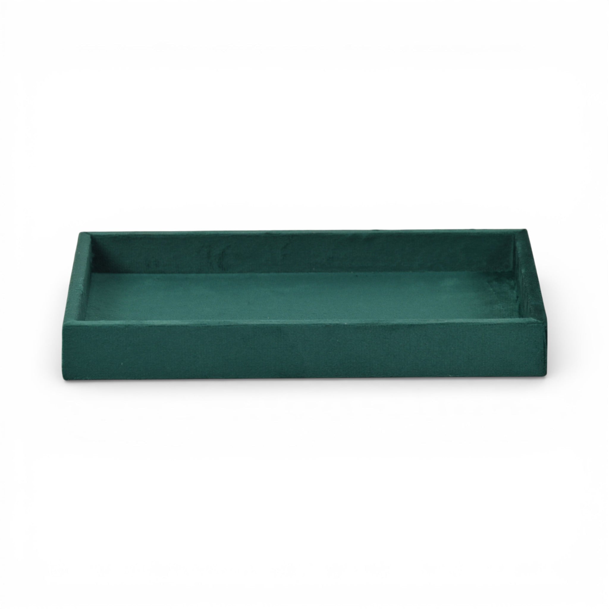 9" Green Wood And Velvet Handmade Trinket Tray