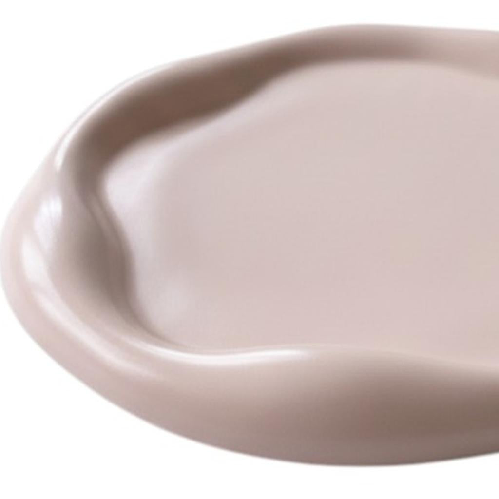 7" Pale Pink Resin Handmade Round Trinket Tray