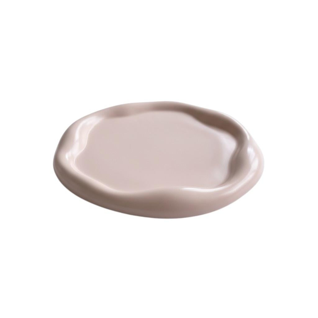 7" Pale Pink Resin Handmade Round Trinket Tray