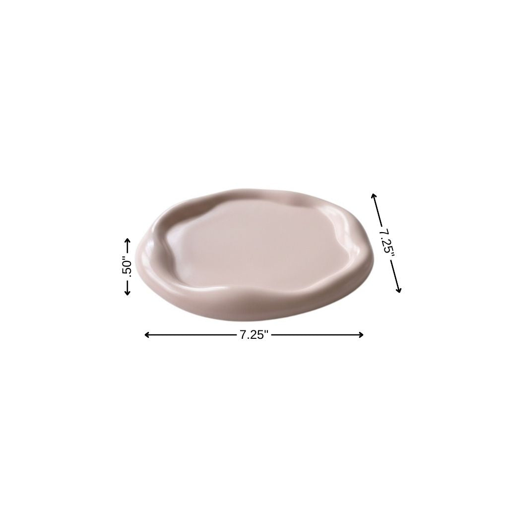 7" Pale Pink Resin Handmade Round Trinket Tray