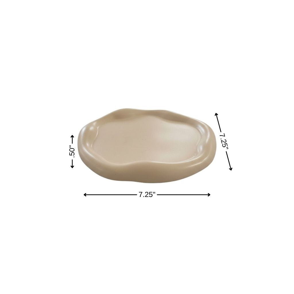7" Peach Resin Handmade Round Trinket Tray