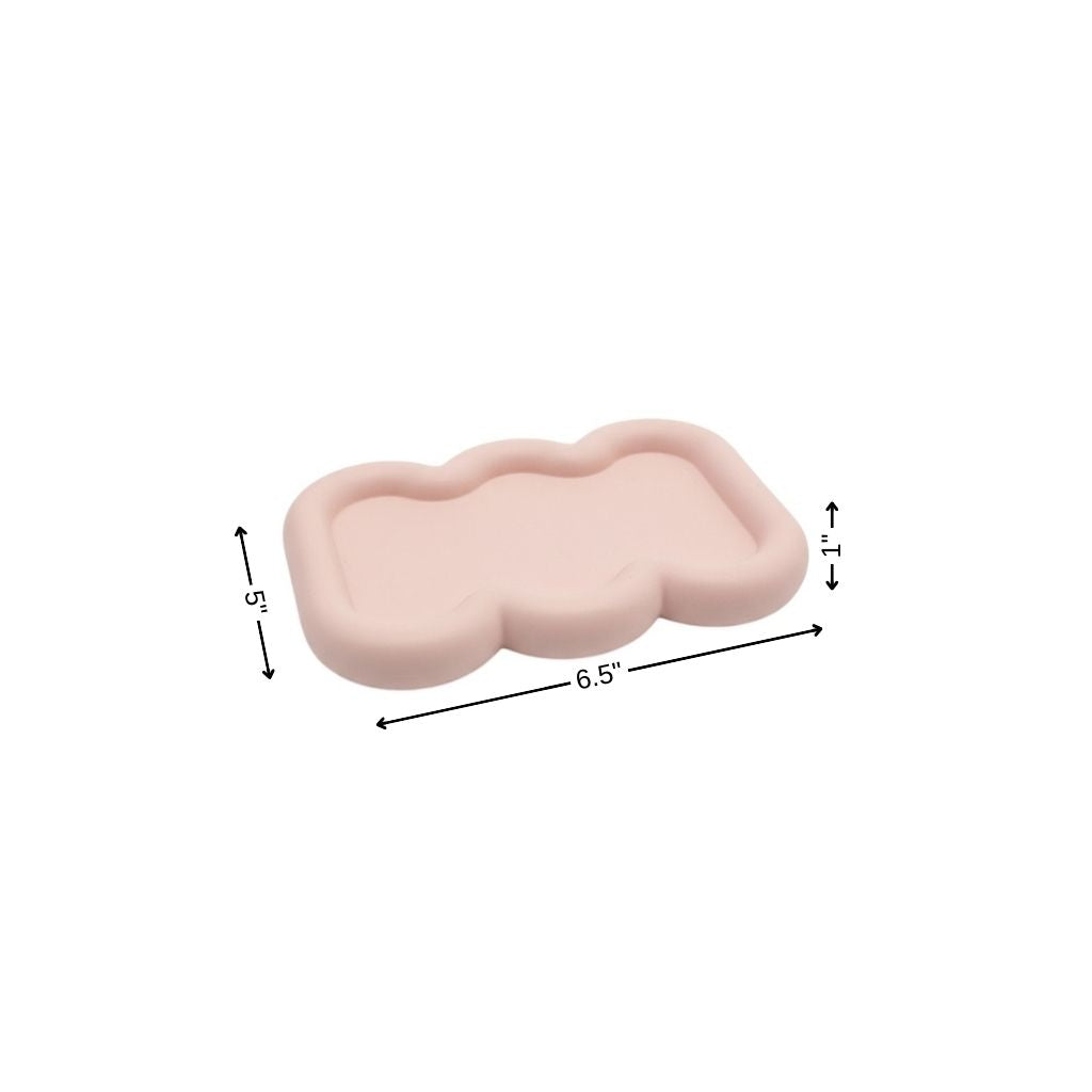 7" Pale Pink Resin Handmade Scalloped Trinket Tray
