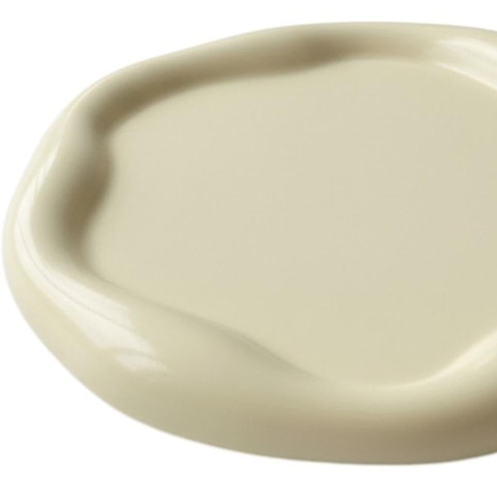 7" Light Yellow Resin Handmade Round Trinket Tray