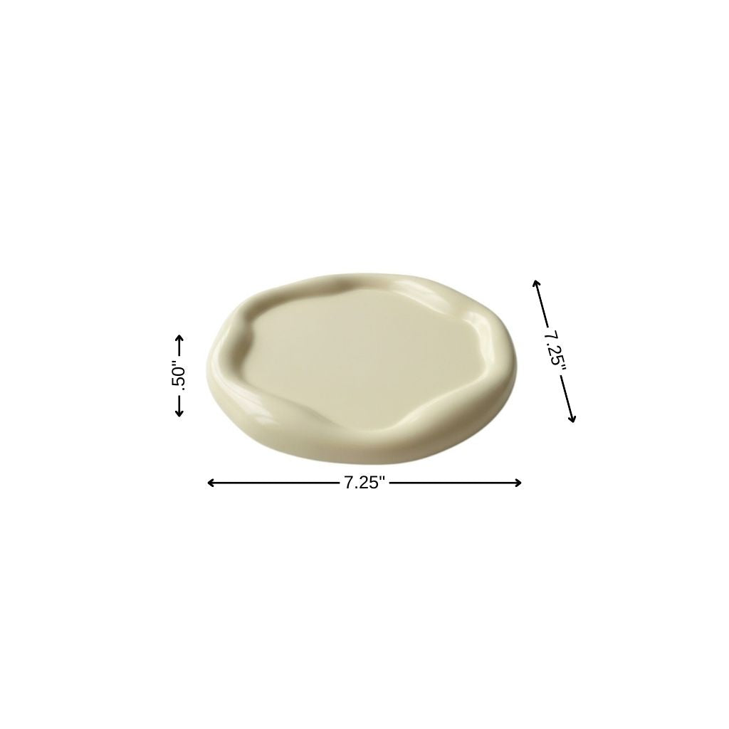 7" Light Yellow Resin Handmade Round Trinket Tray