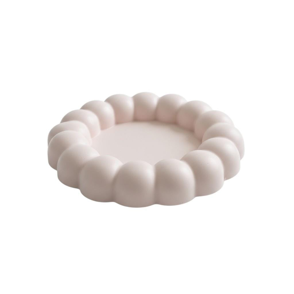 5" Pale Pink Resin Handmade Round Trinket Tray