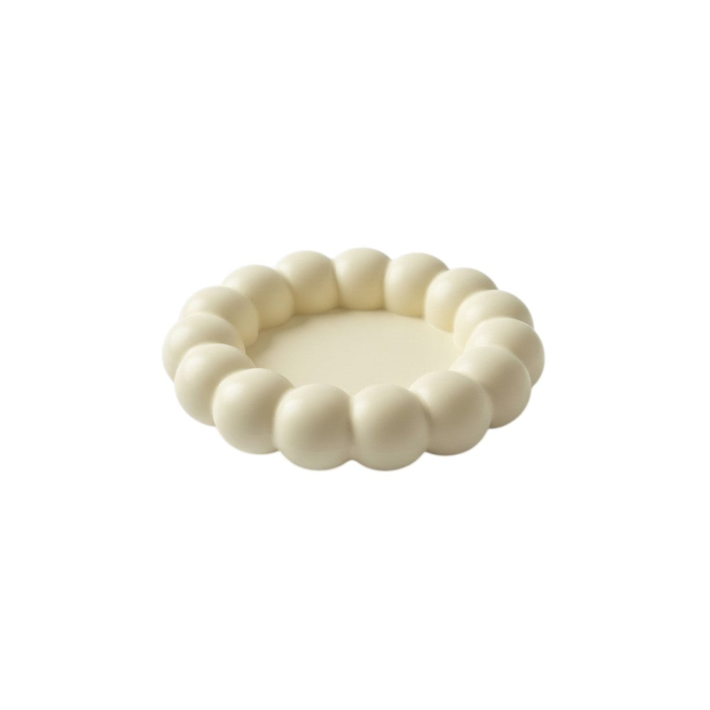 5" Light Yellow Resin Handmade Round Trinket Tray